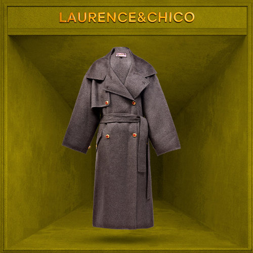 【秋冬新品】LC灵蛇扣羊驼毛双面呢大衣，橡木色