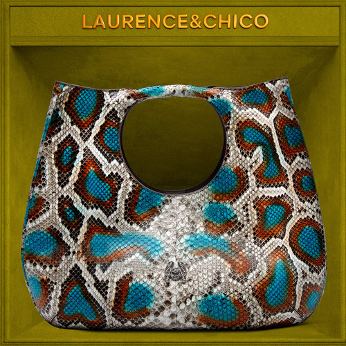 LC【稀有皮】蓝棕斑纹蛇皮花苞包