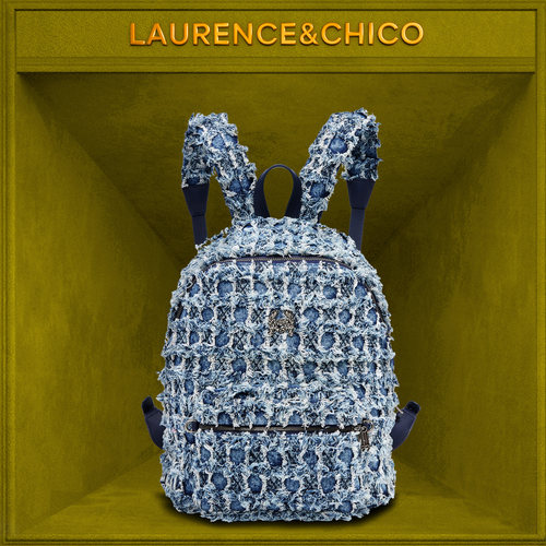 LC手搓毛毛洗水牛仔双肩包