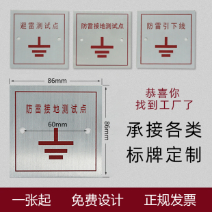 防雷接地测试点86型盖面板避雷引下线标志示识牌盒屋面接地端标识牌定制