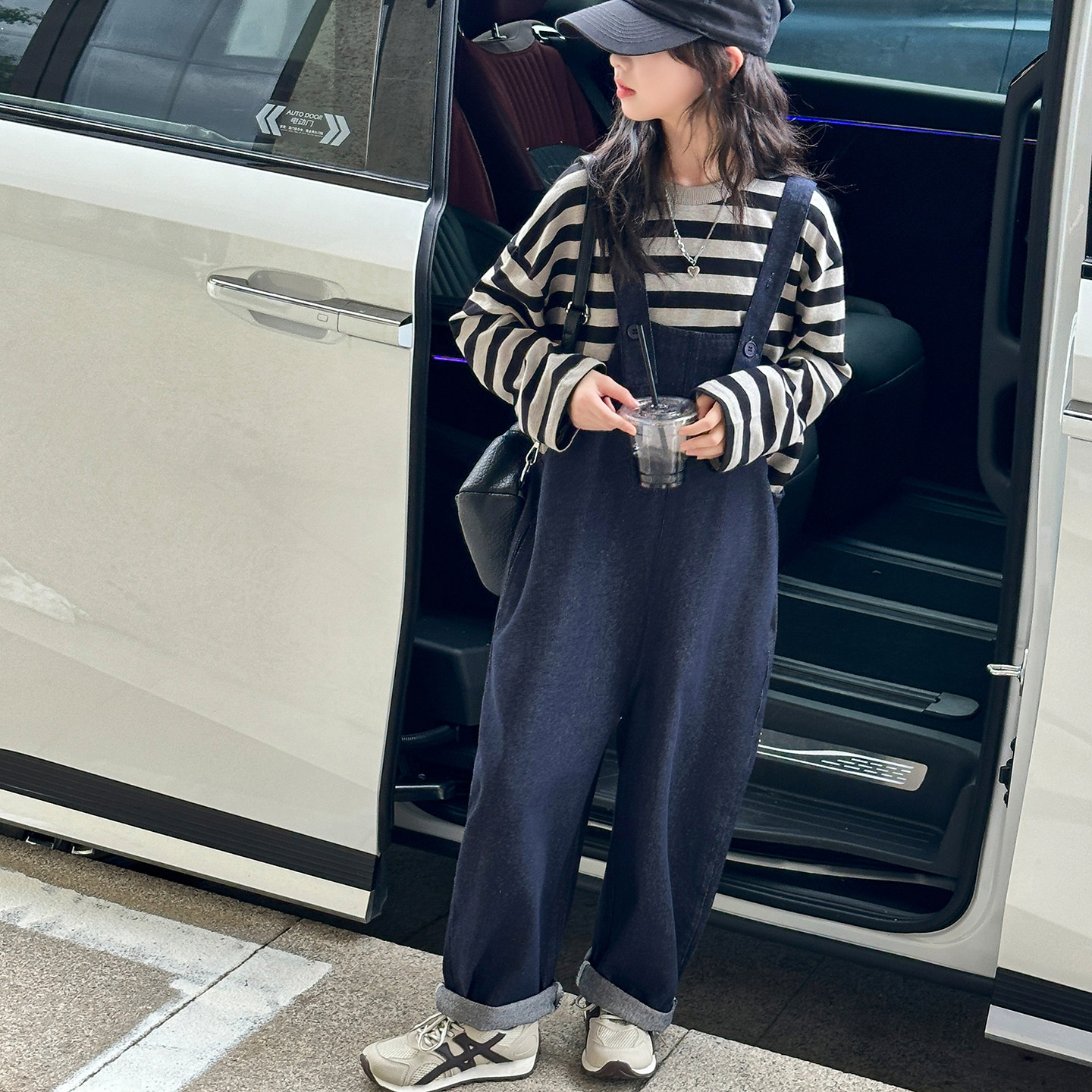 韩国女童背带裤套装春秋装