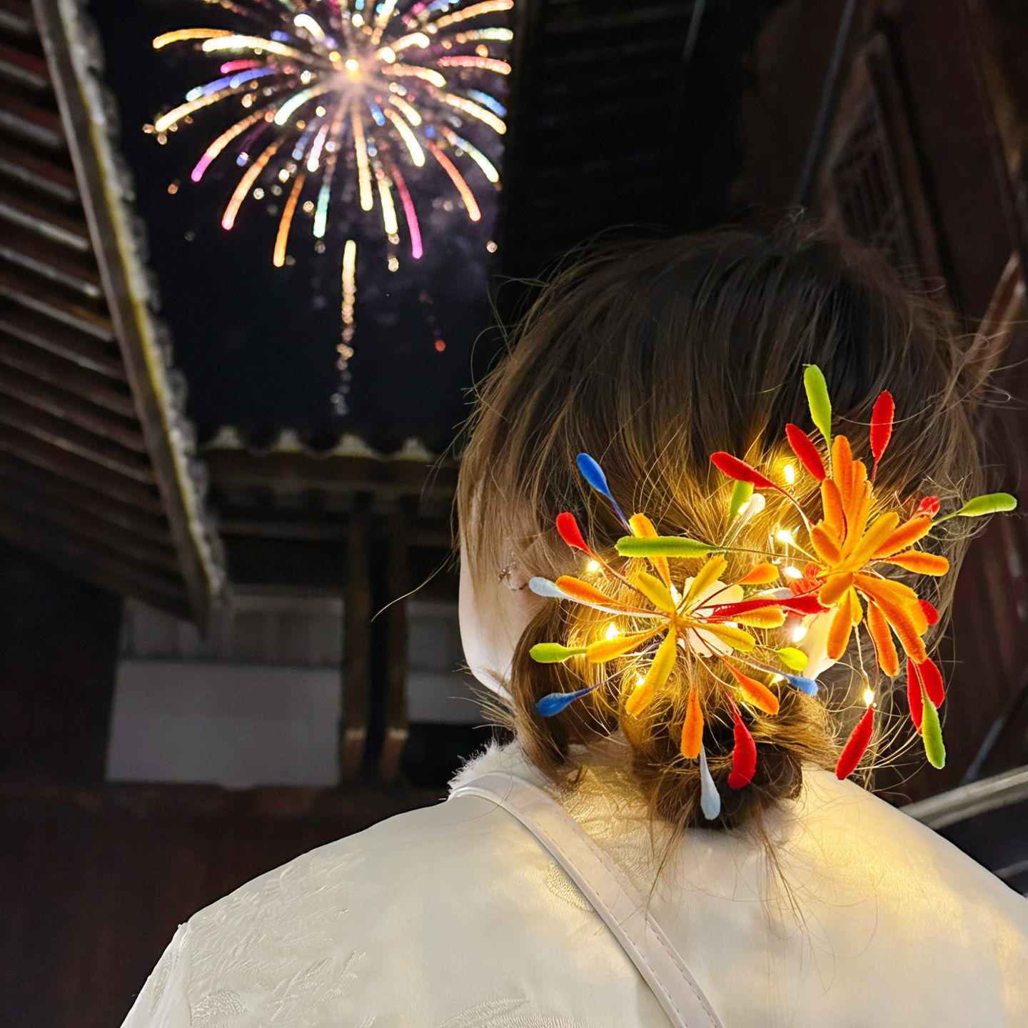 出片神器！烟花发光头饰春节新年元宵节发饰发夹扭扭棒焰火侧边夹