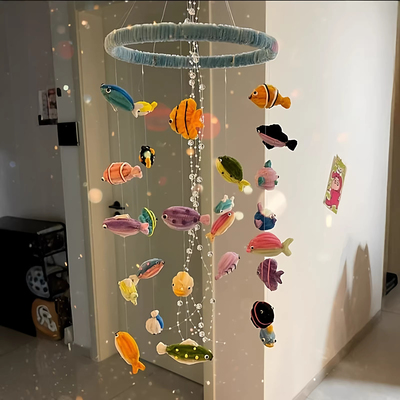 小鱼风铃手工自制风铃扭扭棒材料包送女朋友闺蜜七夕礼物装饰挂件