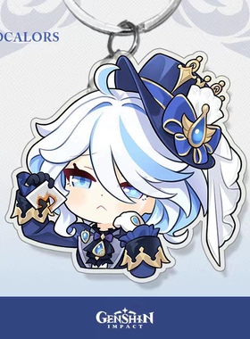 原神同人周边芙卡洛斯钥匙扣水神芙宁娜书包挂件亚克力二次元挂饰