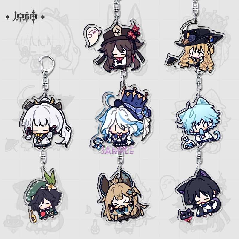 原神周边可爱挂件散兵温迪芙宁娜绫华娜维娅胡桃重云像素风钥匙扣