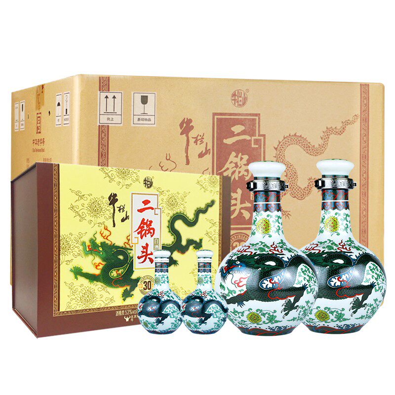 牛栏山二锅头白酒53度 珍品30青龙礼盒整箱装清香型 纯粮固态送礼