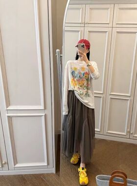 【小乐专享】春季新款韩版时尚百搭圆领宽松显瘦纯色长袖T6013