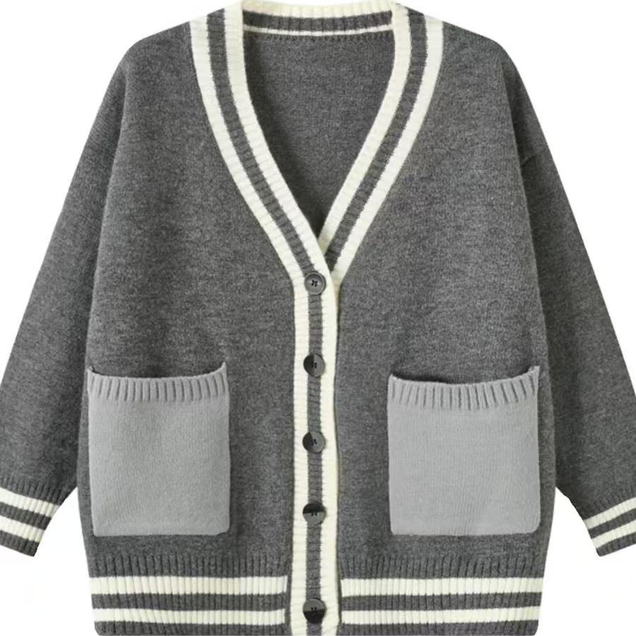 【小四专享】日韩外穿宽松学院风毛衣外套9908#