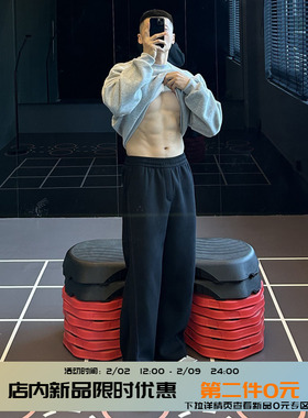 IRONTRAP重磅保暖美式休闲卫裤男直筒宽松运动撞色刺绣长裤秋冬季