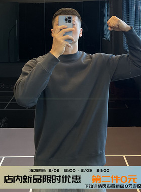 IRONTRAP400G重磅银狐绒卫衣加绒加厚保暖圆领长袖T恤健身衣服秋