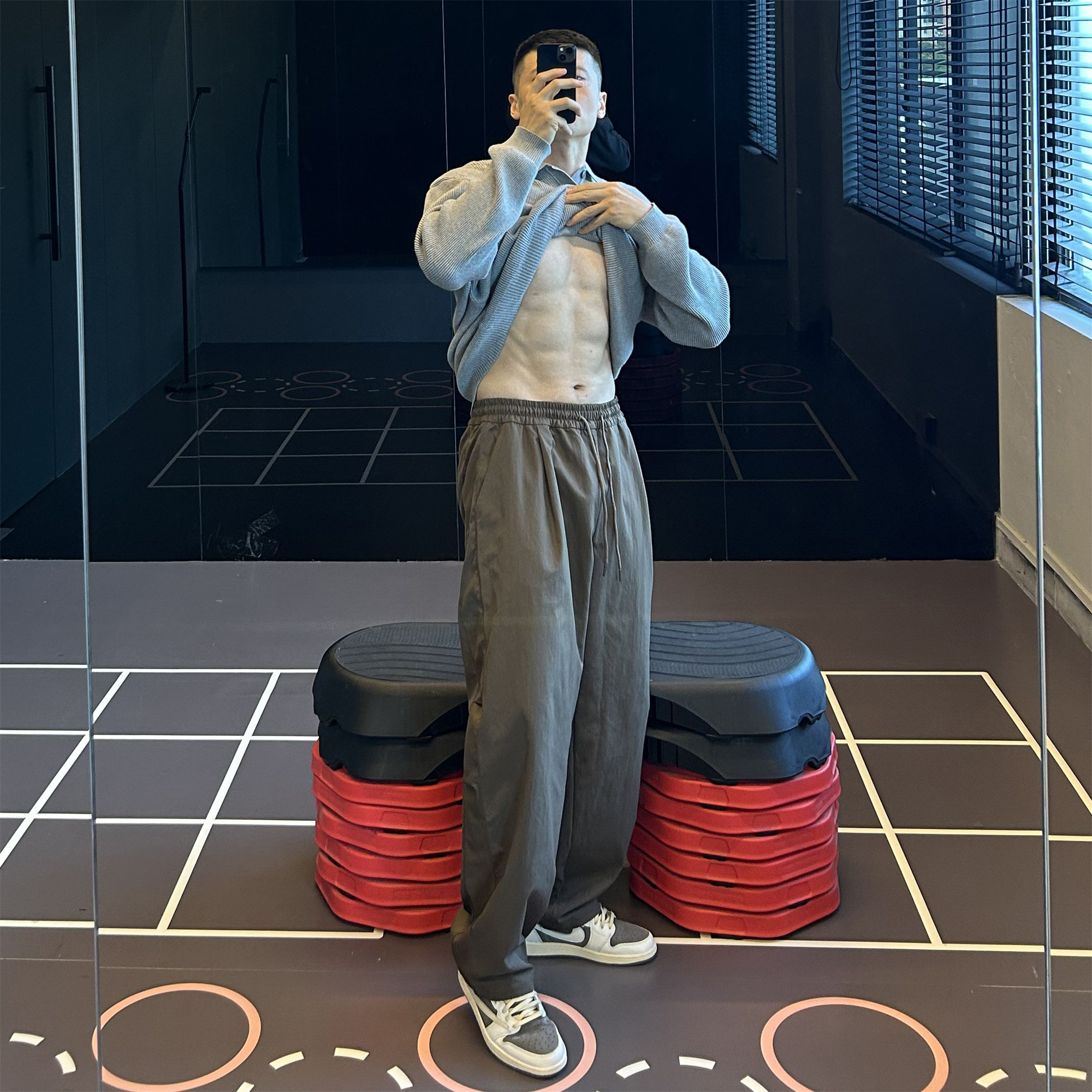 IRONTRAP速干阔腿弯刀裤男亲肤舒适宽松休闲裤运动训练长裤秋冬季