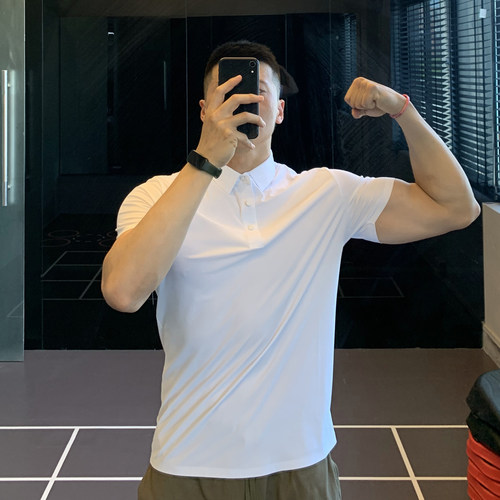 无痕速干健身polo衫男冰丝透气夏