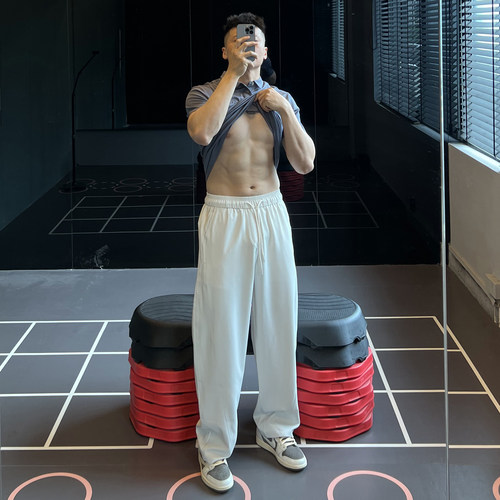 冰丝弯刀西裤男轻薄透气男休闲裤