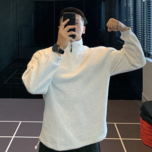 IRONTRAP320G重磅半拉链运动卫衣套头长袖 T恤健身衣服男休闲秋冬