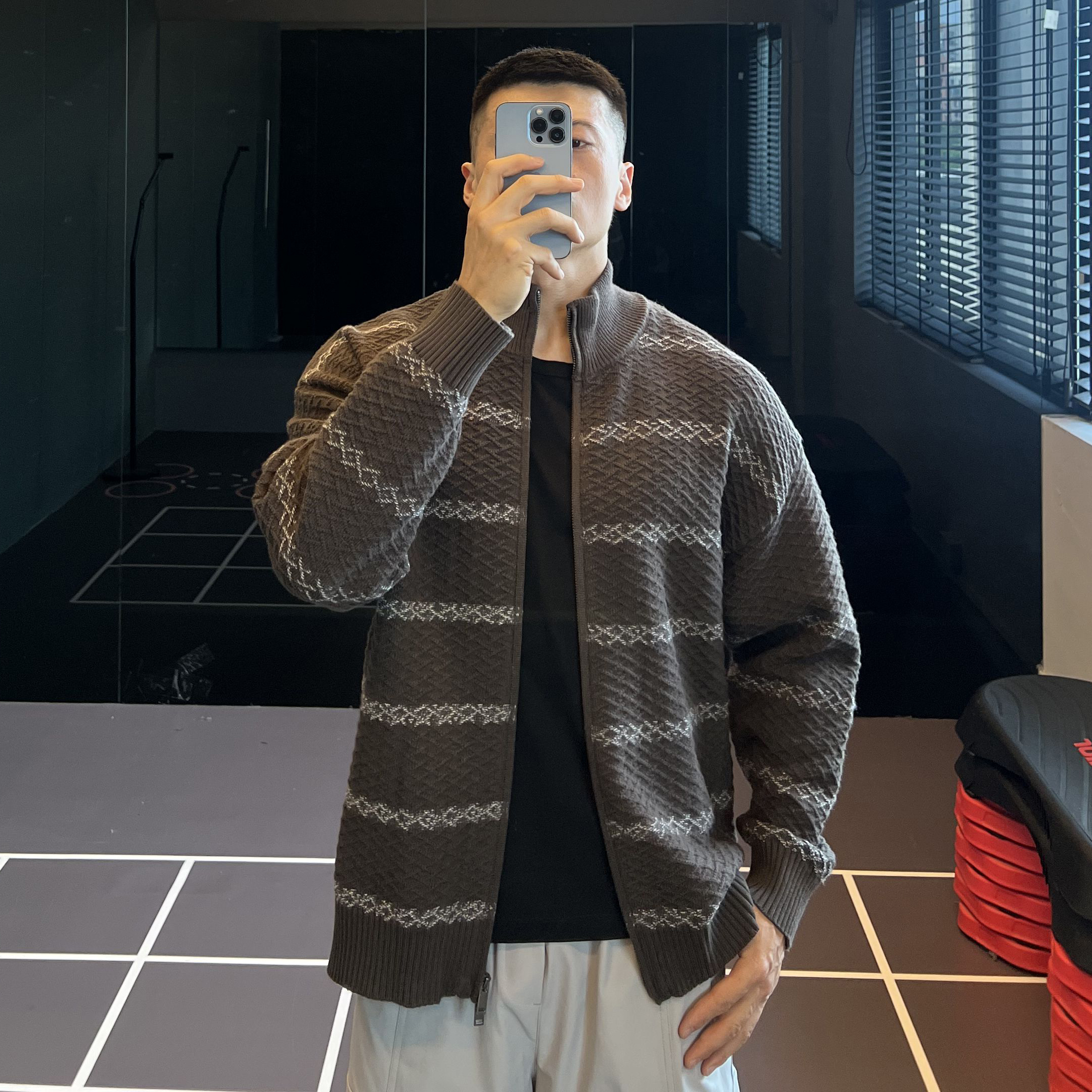 条纹轻熟风针织衫毛衣男士宽松秋