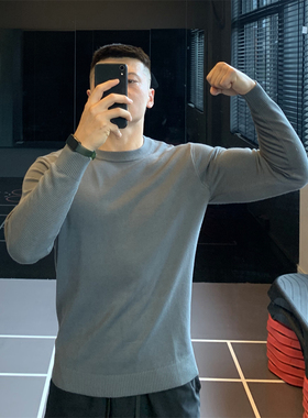 【城市通勤】修身打底长袖T恤弹力健身衣服毛衣打底衫男运动秋冬