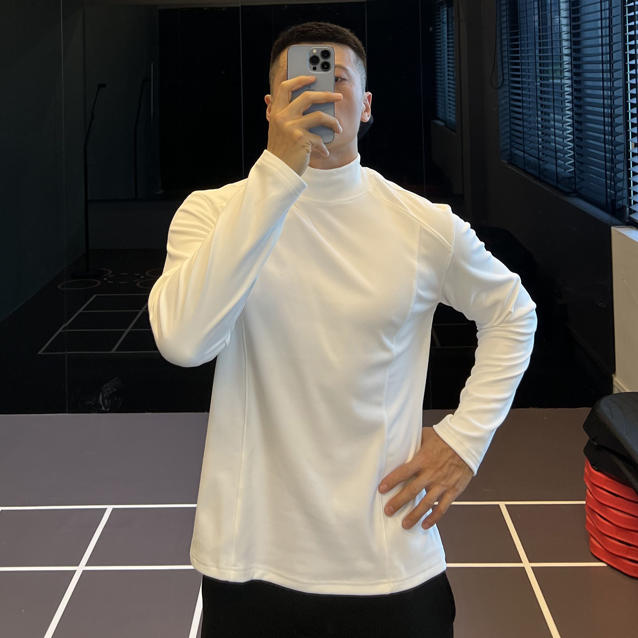 双面绒防风保暖半高领长袖男解构