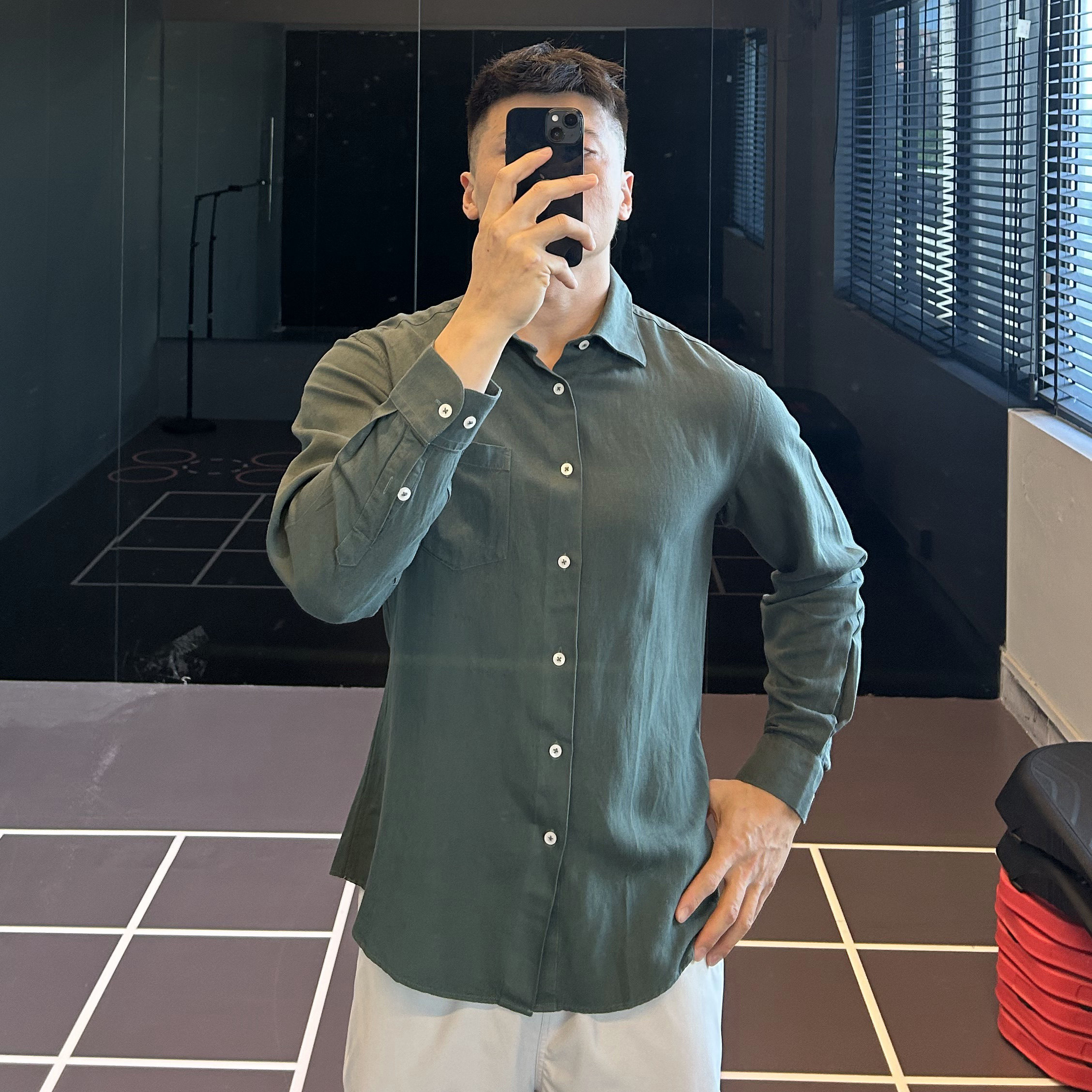 IRONTRAP亚麻棉麻衬衣男士休闲轻熟风翻领衬衫落肩修身款长袖夏季