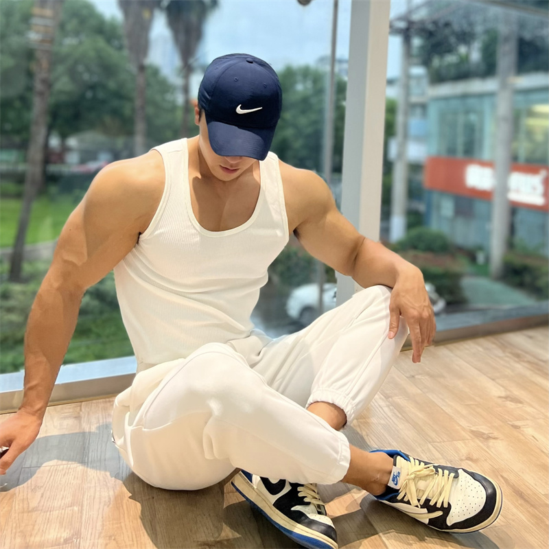 耿浩伦同款美式螺纹背心坎肩弹力