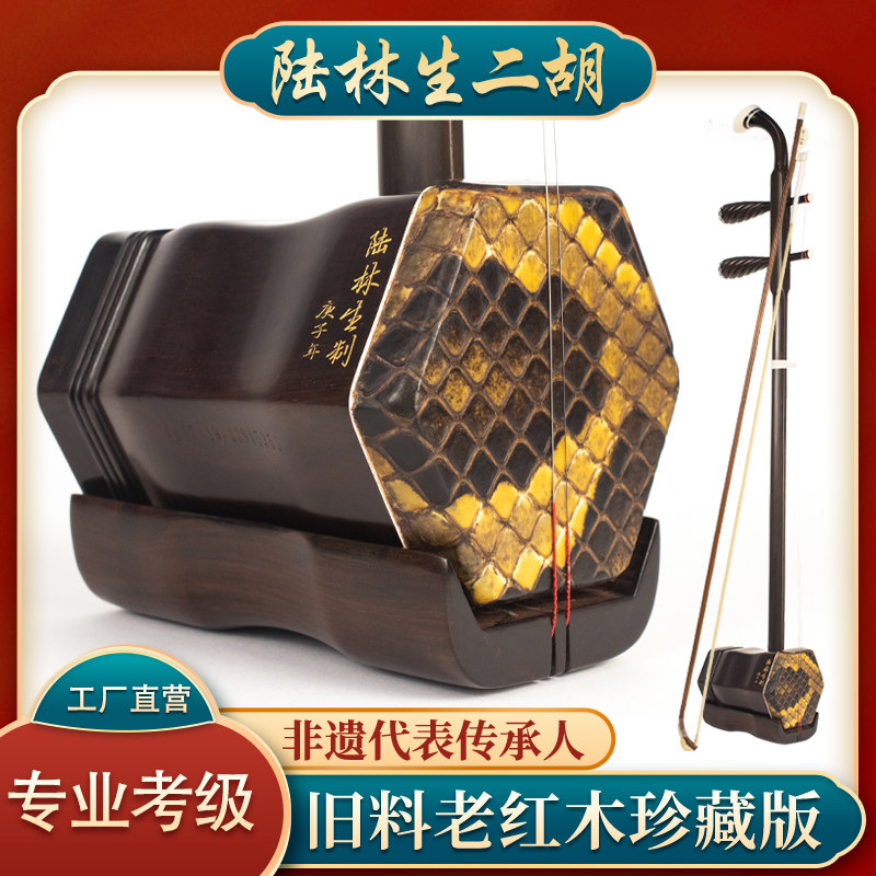 陆林生五星旧料老红木二胡厂家直销入门专业演奏独奏乐器正品胡琴