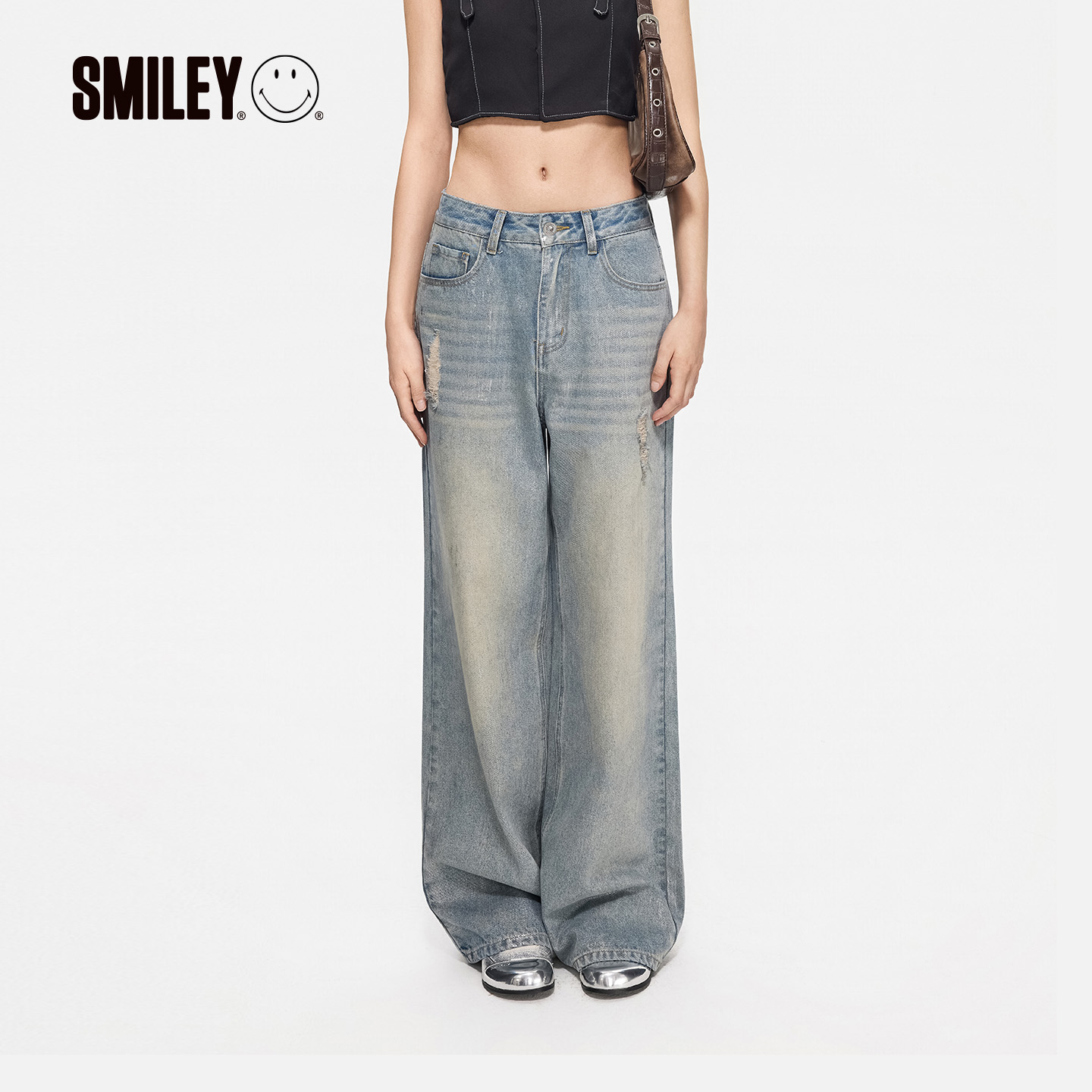 SMILEY/微笑宝贝复古水洗牛仔裤