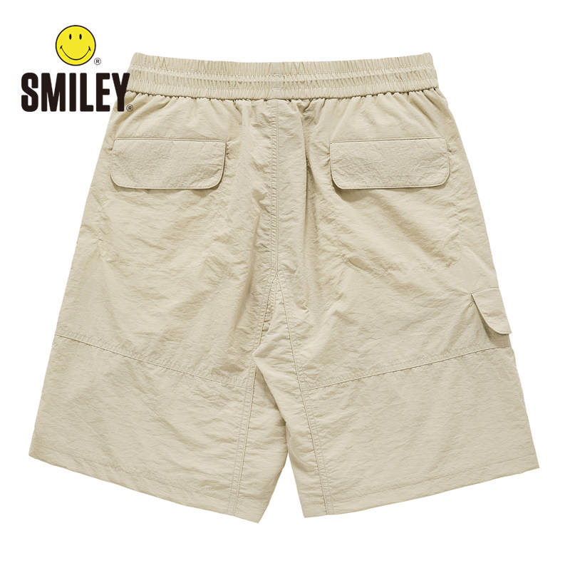 [SAME AS SHOPPING MALL] SMILEY SMILEY FACE 2024 SUMMER NEW CASUAL SHORTS MENS DRAWSTRING ELASTIC WAIST THIN TREND