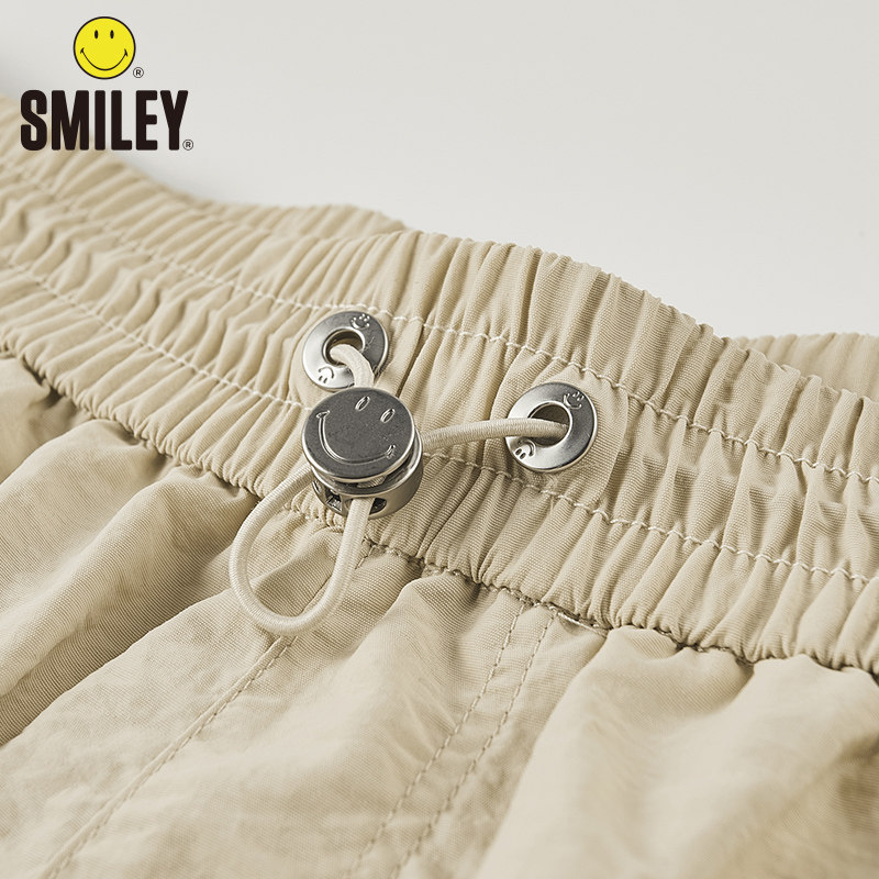 [SAME AS SHOPPING MALL] SMILEY SMILEY FACE 2024 SUMMER NEW CASUAL SHORTS MENS DRAWSTRING ELASTIC WAIST THIN TREND