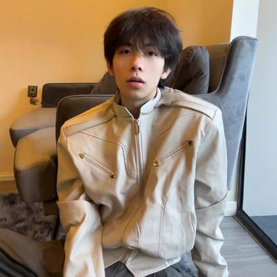 cleanfit短款皮衣外套男感痞帅