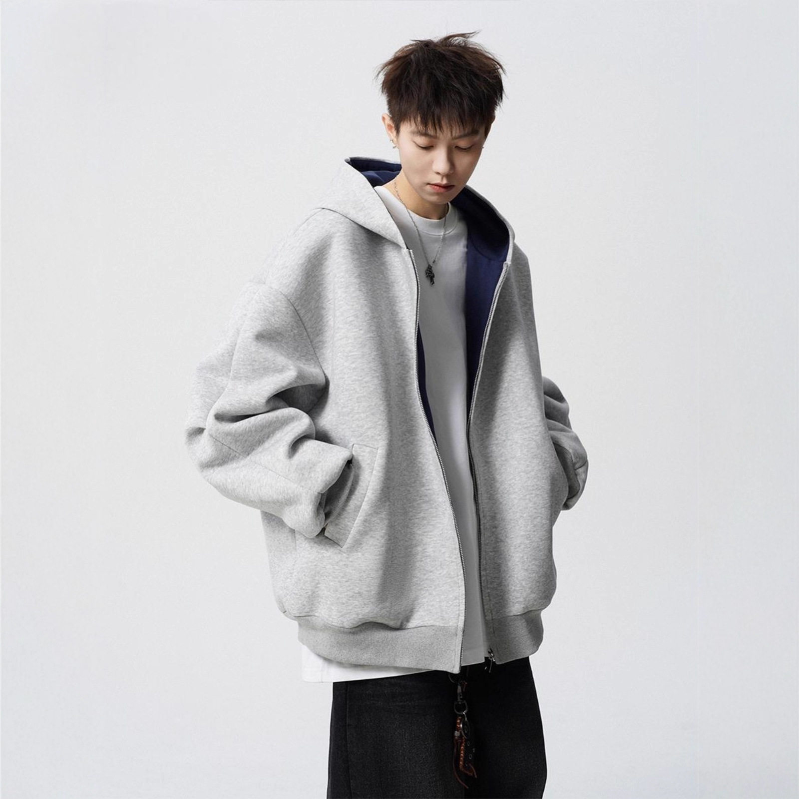 美式高街双面穿连帽卫衣男女