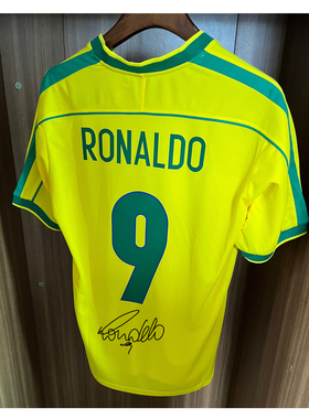 1998世界杯9号罗纳尔多签名球衣RONALDO外星人印签复古短袖足球服