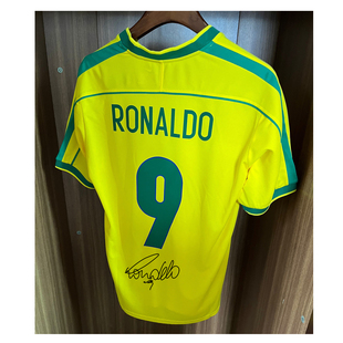 1998世界杯9号罗纳尔多签名球衣RONALDO外星人印签复古短袖足球服