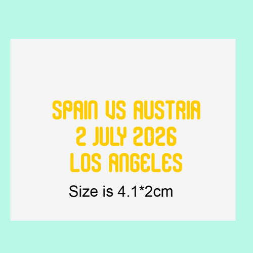 2026西班牙对阵奥地利对赛Spain Match Details热转印印字小字