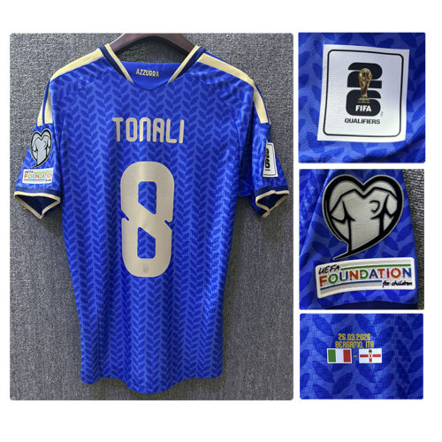 2026 Italy Jersey Home Player Issue Tonlai Chiesa Barella