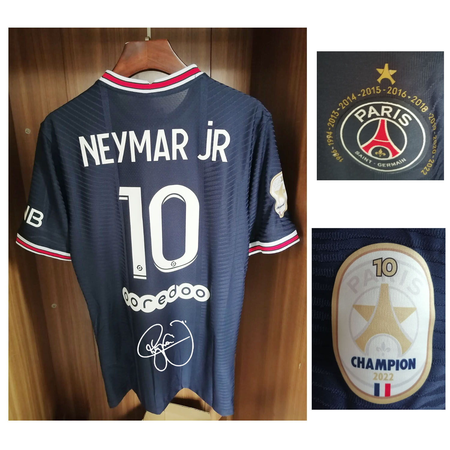 2022法甲卫冕10号内马尔签名球衣纪念版印签球员版短袖足球服