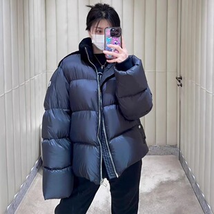 RO风重磅羊羔毛拼接立领联名款短款羽绒服男女同款面包服秋冬外套