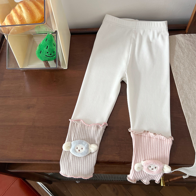 【现货】儿童打底裤2025春季新款立体卡通玩偶拼接色中小童打底裤