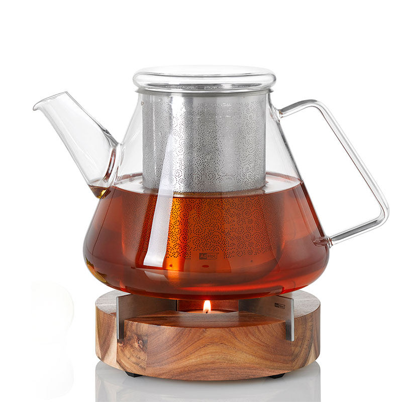 利快德国进口不锈钢过滤玻璃茶壶1.5L超大带加热底座煮茶器壶多人