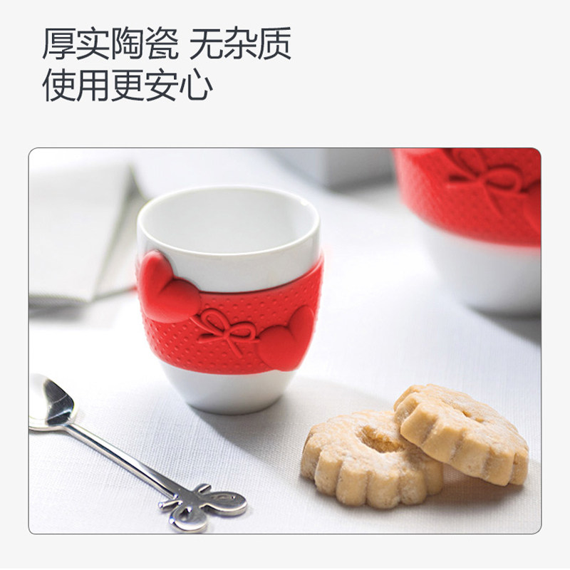 利快意大利进口520情侣对杯爱心咖啡对杯 红色 80cc*2茶杯牛奶杯