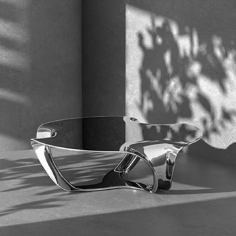 玻璃钢电镀银色茶几不规则异形桌