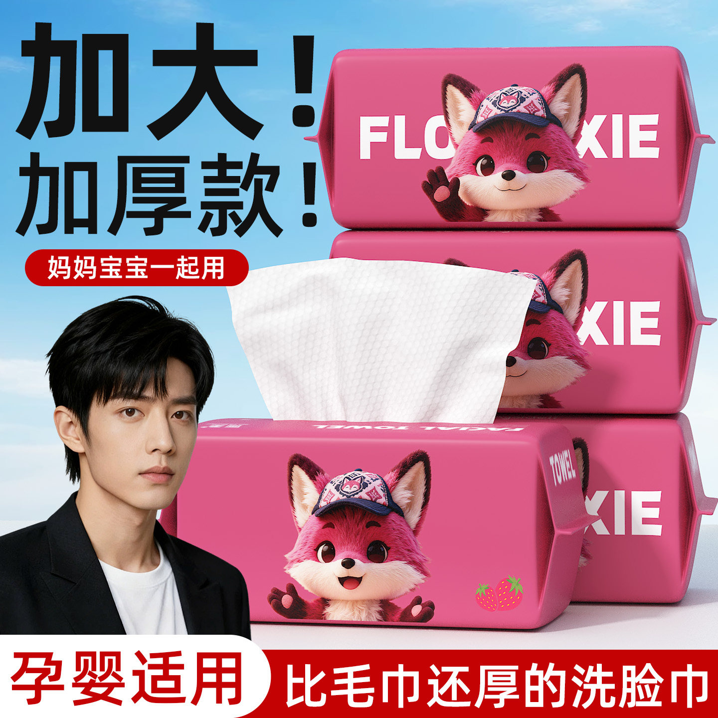 洗脸巾一次性绵柔巾抽取式壁挂式擦脸加大加厚官方旗舰店非棉柔巾