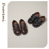 英伦风单鞋 Douremi秋季 25aw18儿童牛皮厚底透气一脚蹬休闲皮鞋