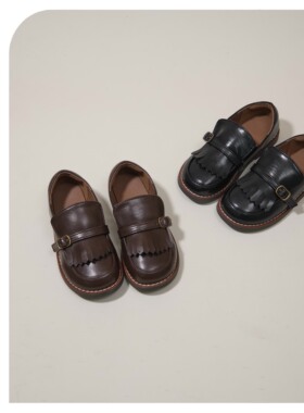 Douremi秋季25aw18儿童牛皮厚底透气一脚蹬休闲皮鞋英伦风单鞋