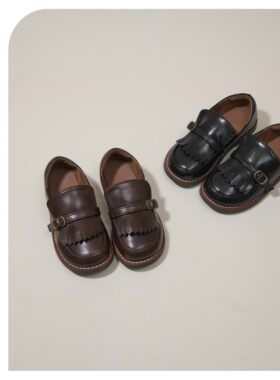 Douremi秋季25aw18儿童牛皮厚底透气一脚蹬休闲皮鞋英伦风单鞋