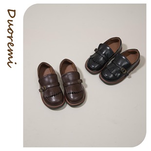Douremi秋季25aw18儿童牛皮厚底透气一脚蹬休闲皮鞋英伦风单鞋