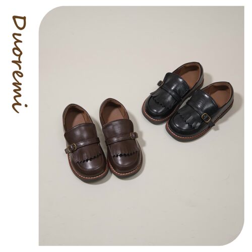 Douremi秋季25aw18儿童牛皮厚底透气一脚蹬休闲皮鞋英伦风单鞋