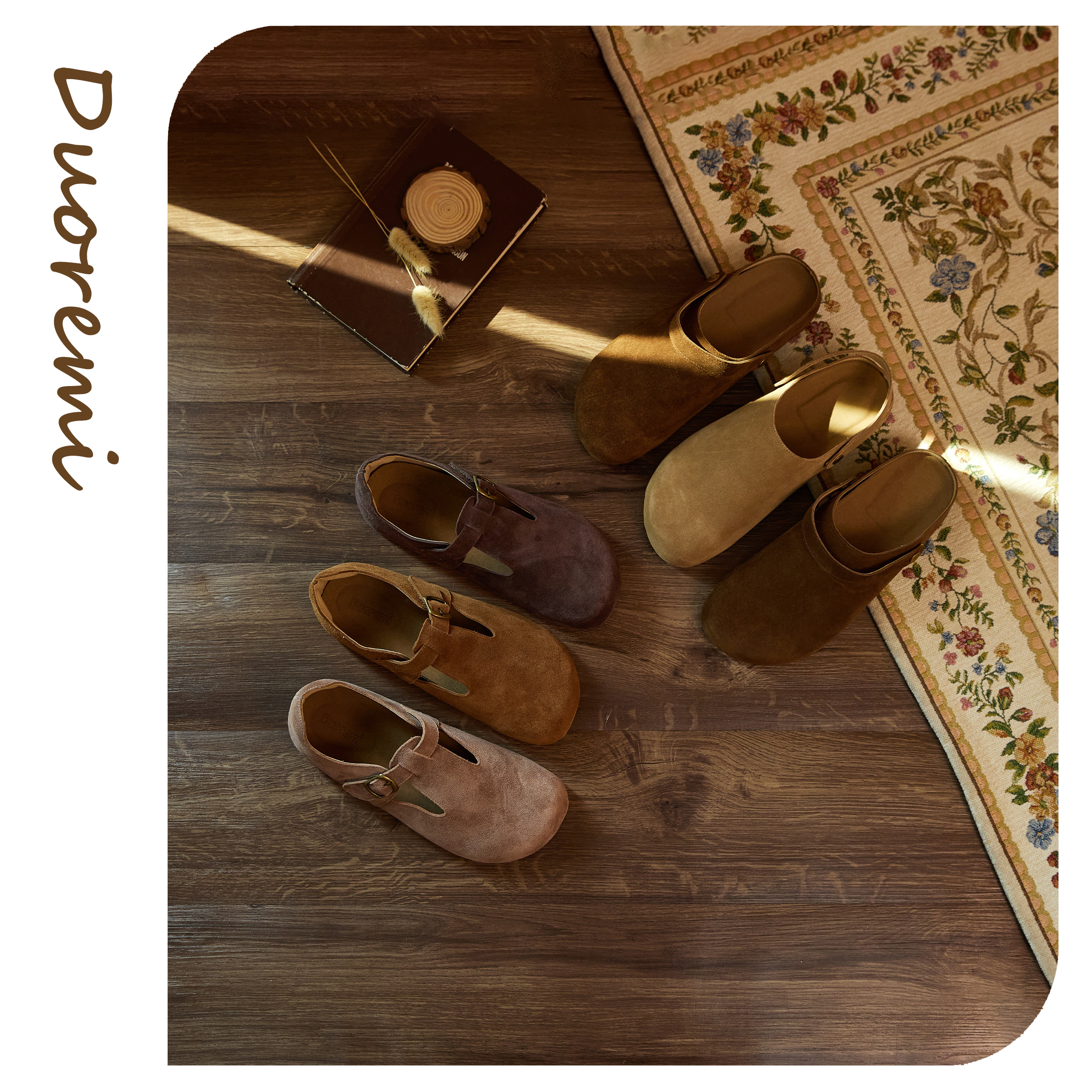 Duorem儿童潮鞋BR2343磨砂牛皮皮复古软底亲子款时尚韩版勃博肯鞋