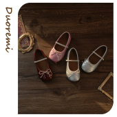 童鞋 duoremi春季 公主皮鞋 牛皮新款 26ss10魔术贴女童复古软底女鞋