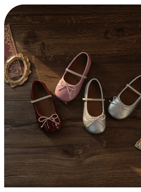 duoremi春季26ss10魔术贴女童复古软底女鞋牛皮新款公主皮鞋童鞋