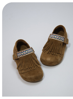 duoremi春季新款26SS31勃肯包跟软底牛皮休闲风流苏皮鞋一脚蹬