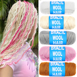 brazil hair非洲假发线脏辫发丝大辫子diy发丝雷鬼脏化纤卷 wool